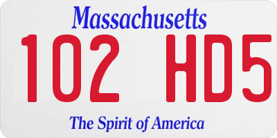 MA license plate 102HD5