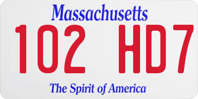 MA license plate 102HD7