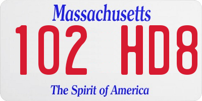 MA license plate 102HD8