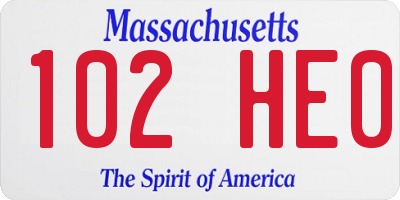 MA license plate 102HE0