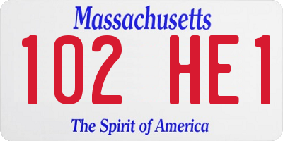 MA license plate 102HE1