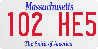 MA license plate 102HE5