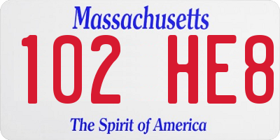 MA license plate 102HE8