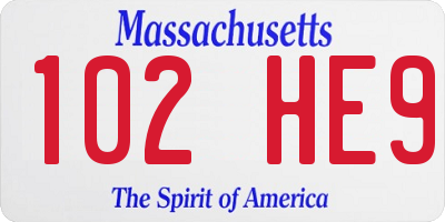 MA license plate 102HE9