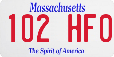 MA license plate 102HF0