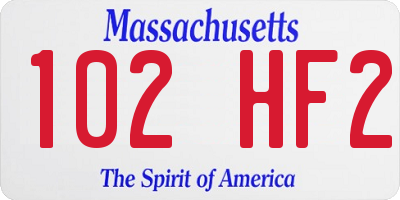 MA license plate 102HF2