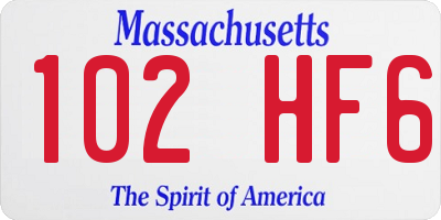 MA license plate 102HF6