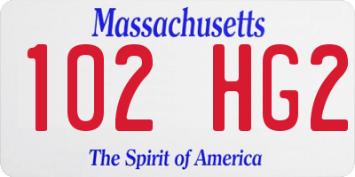 MA license plate 102HG2