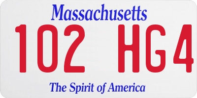 MA license plate 102HG4