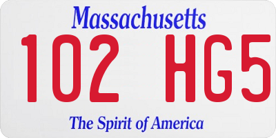 MA license plate 102HG5