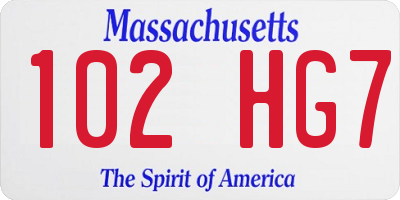 MA license plate 102HG7