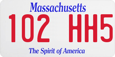 MA license plate 102HH5