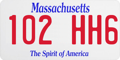 MA license plate 102HH6