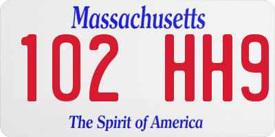 MA license plate 102HH9