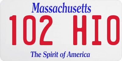 MA license plate 102HI0