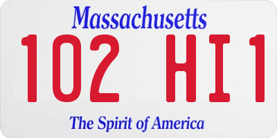 MA license plate 102HI1