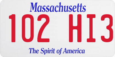 MA license plate 102HI3