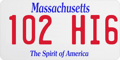 MA license plate 102HI6