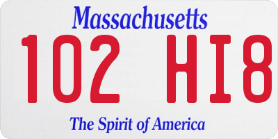 MA license plate 102HI8