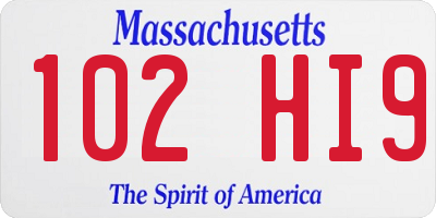 MA license plate 102HI9