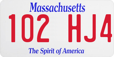 MA license plate 102HJ4