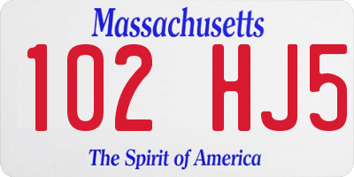 MA license plate 102HJ5