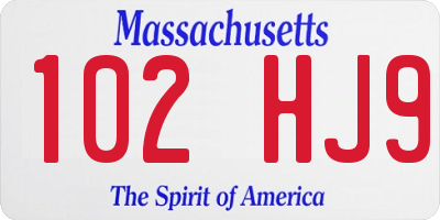 MA license plate 102HJ9