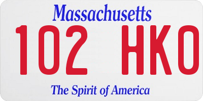 MA license plate 102HK0