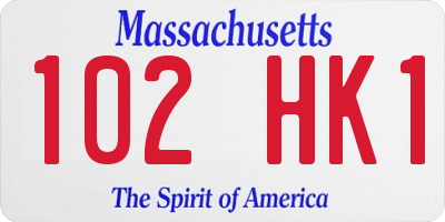 MA license plate 102HK1