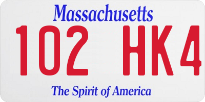 MA license plate 102HK4