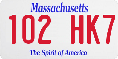 MA license plate 102HK7