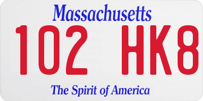 MA license plate 102HK8