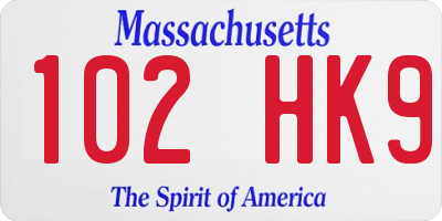 MA license plate 102HK9