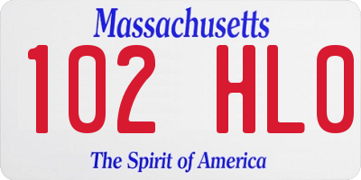 MA license plate 102HL0