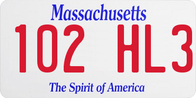 MA license plate 102HL3