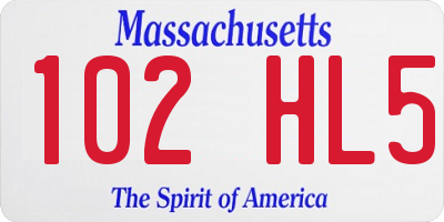 MA license plate 102HL5