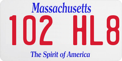 MA license plate 102HL8