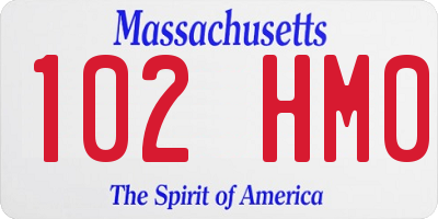 MA license plate 102HM0