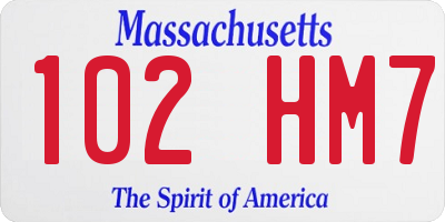 MA license plate 102HM7