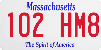 MA license plate 102HM8