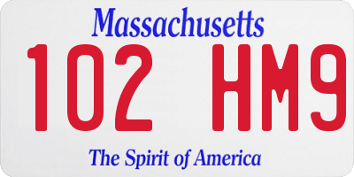 MA license plate 102HM9