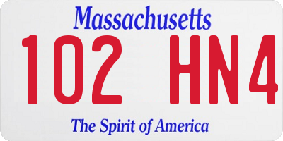 MA license plate 102HN4