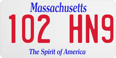 MA license plate 102HN9