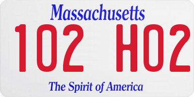 MA license plate 102HO2