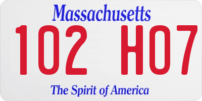 MA license plate 102HO7