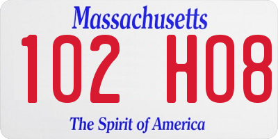 MA license plate 102HO8