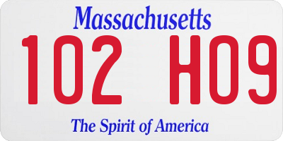 MA license plate 102HO9