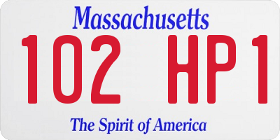 MA license plate 102HP1