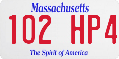 MA license plate 102HP4