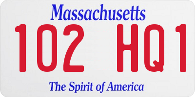 MA license plate 102HQ1